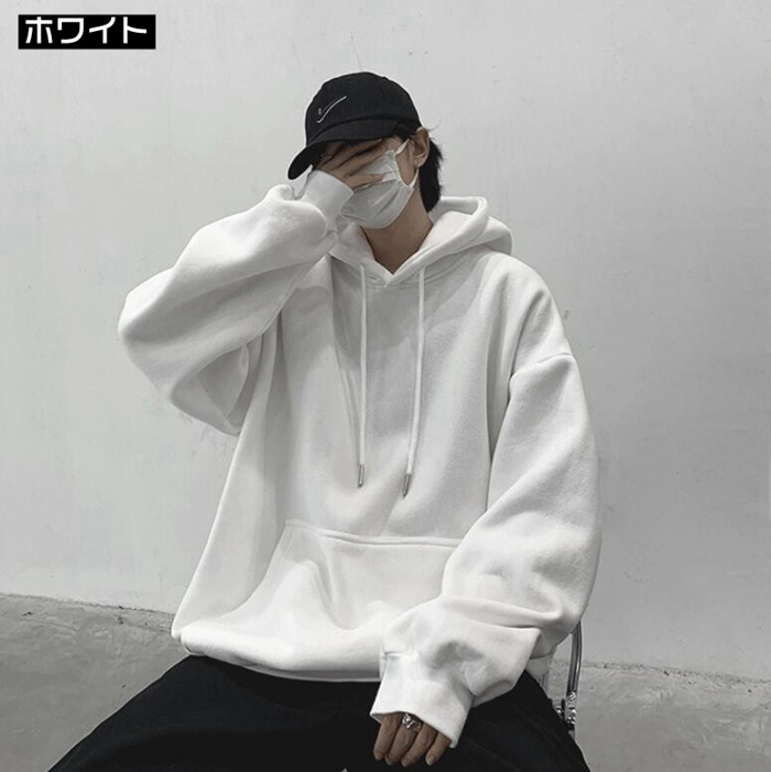 パーカー メンズ フード付き プルオーバー 長袖 トップス おしゃれ シンプル カジュアル 無地 春 秋 通学 ファッション |  | 01