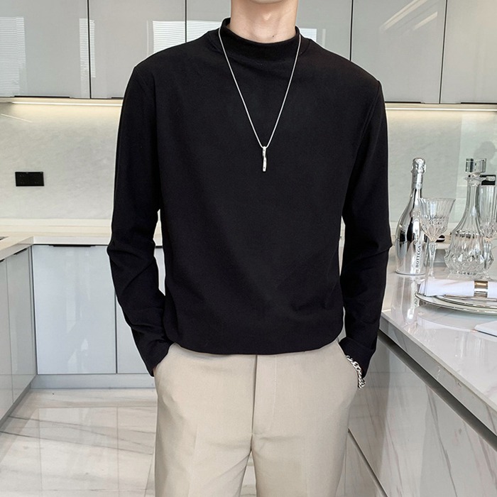 長袖 Tシャツ メンズ 長袖 Tシャツ ロングTシャツ ハイネック インナー 無地 暖かい 細身 トップス  新作 おしゃれ カジュアル |  | 01