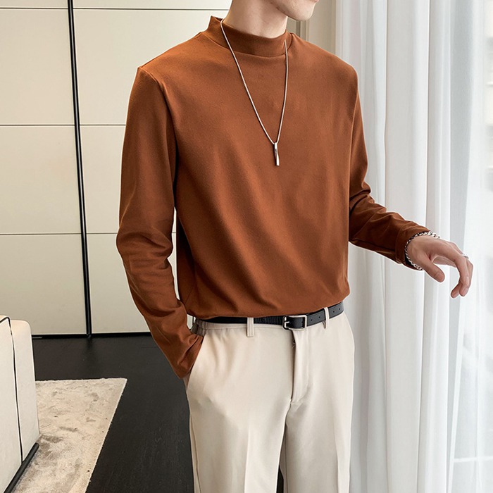 長袖 Tシャツ メンズ 長袖 Tシャツ ロングTシャツ ハイネック インナー 無地 暖かい 細身 トップス  新作 おしゃれ カジュアル |  | 05