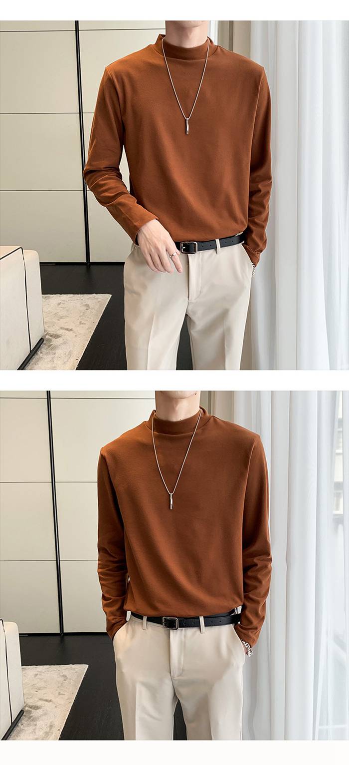 長袖 Tシャツ メンズ 長袖 Tシャツ ロングTシャツ ハイネック インナー 無地 暖かい 細身 トップス  新作 おしゃれ カジュアル |  | 12