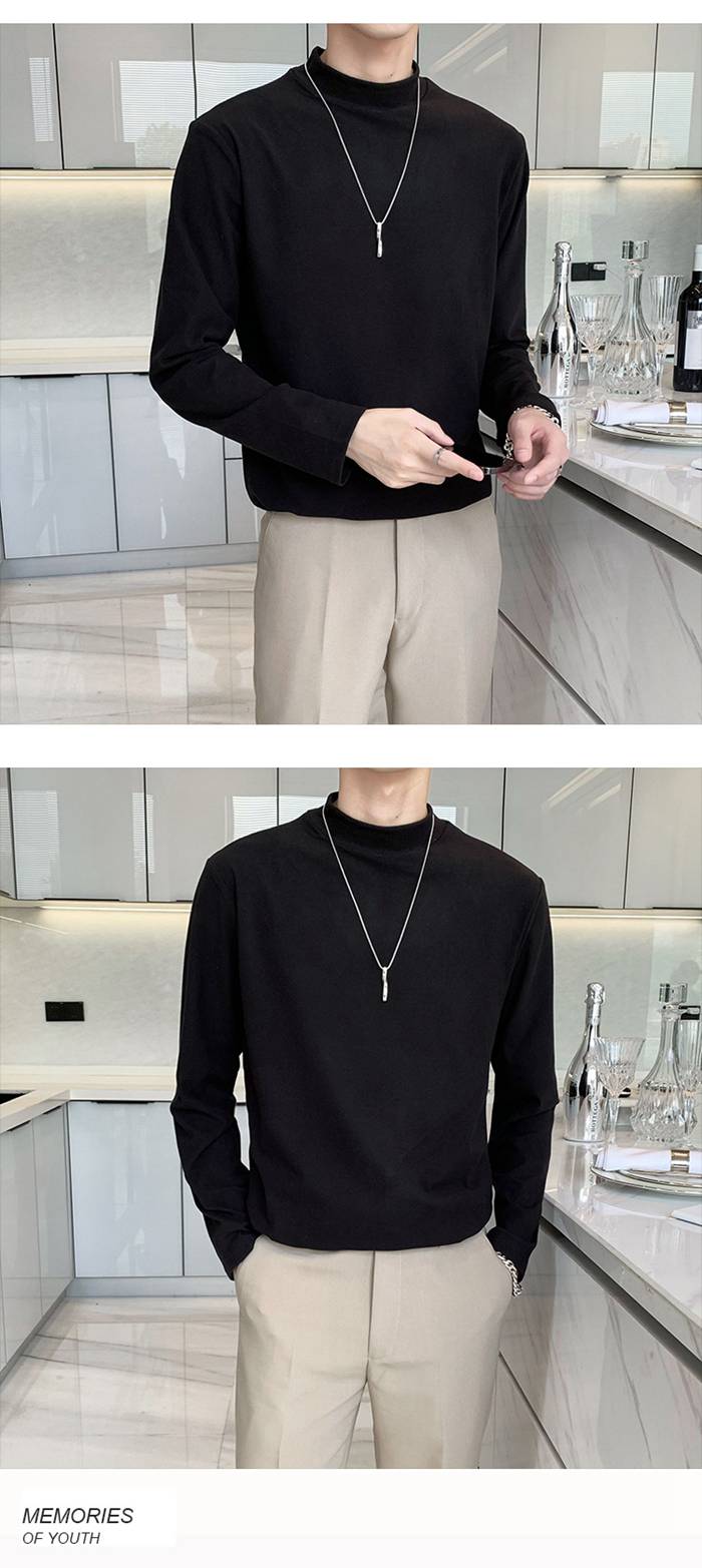 長袖 Tシャツ メンズ 長袖 Tシャツ ロングTシャツ ハイネック インナー 無地 暖かい 細身 トップス  新作 おしゃれ カジュアル |  | 09