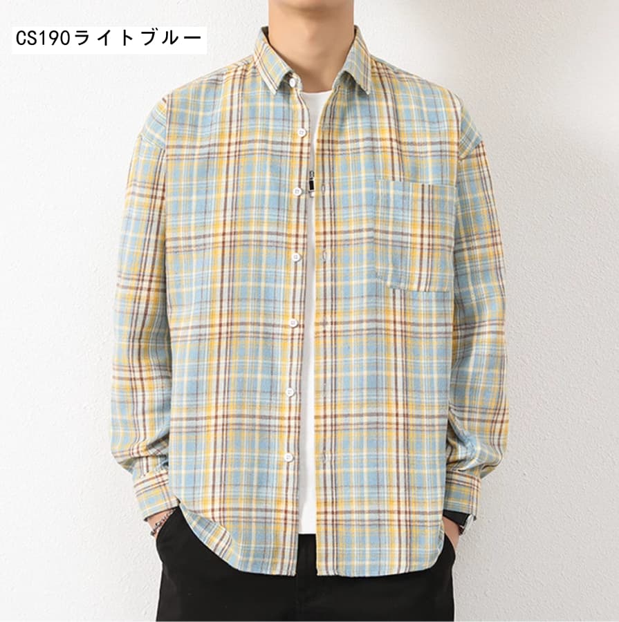 チェック柄 シャツ チェックシャツ 長袖 大きいサイズ メンズ レディース ユニセックス 男女兼用 カジュアル カジュアルシャ |  | 08