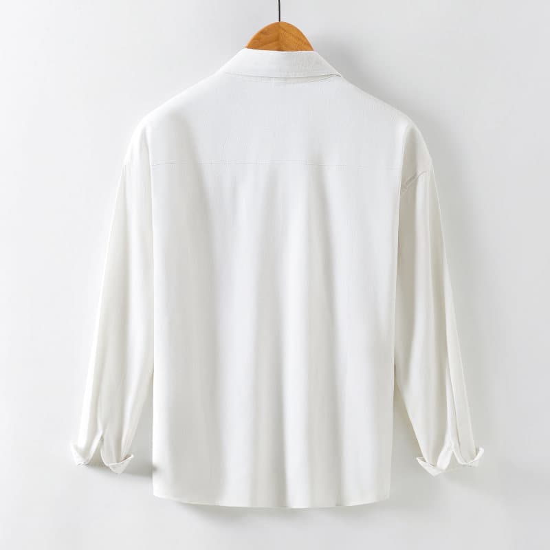 シャツ 綿麻 長袖 ポケット付き トップス 春 秋 ゆったり 大きいサイズ メンズ 綿麻シャツ タン留め カジュアル 20代 30代 |  | 05