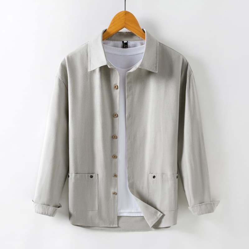 シャツ 綿麻 長袖 ポケット付き トップス 春 秋 ゆったり 大きいサイズ メンズ 綿麻シャツ タン留め カジュアル 20代 30代 |  | 02