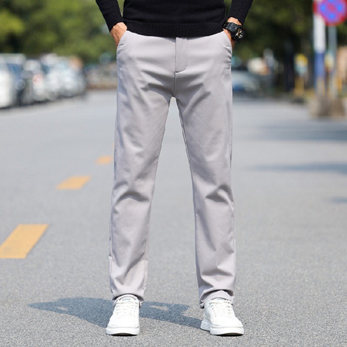 レッグジッパー　メンズパンツ　ズボン　ストリート　XLサイズ　グレー×白　灰色