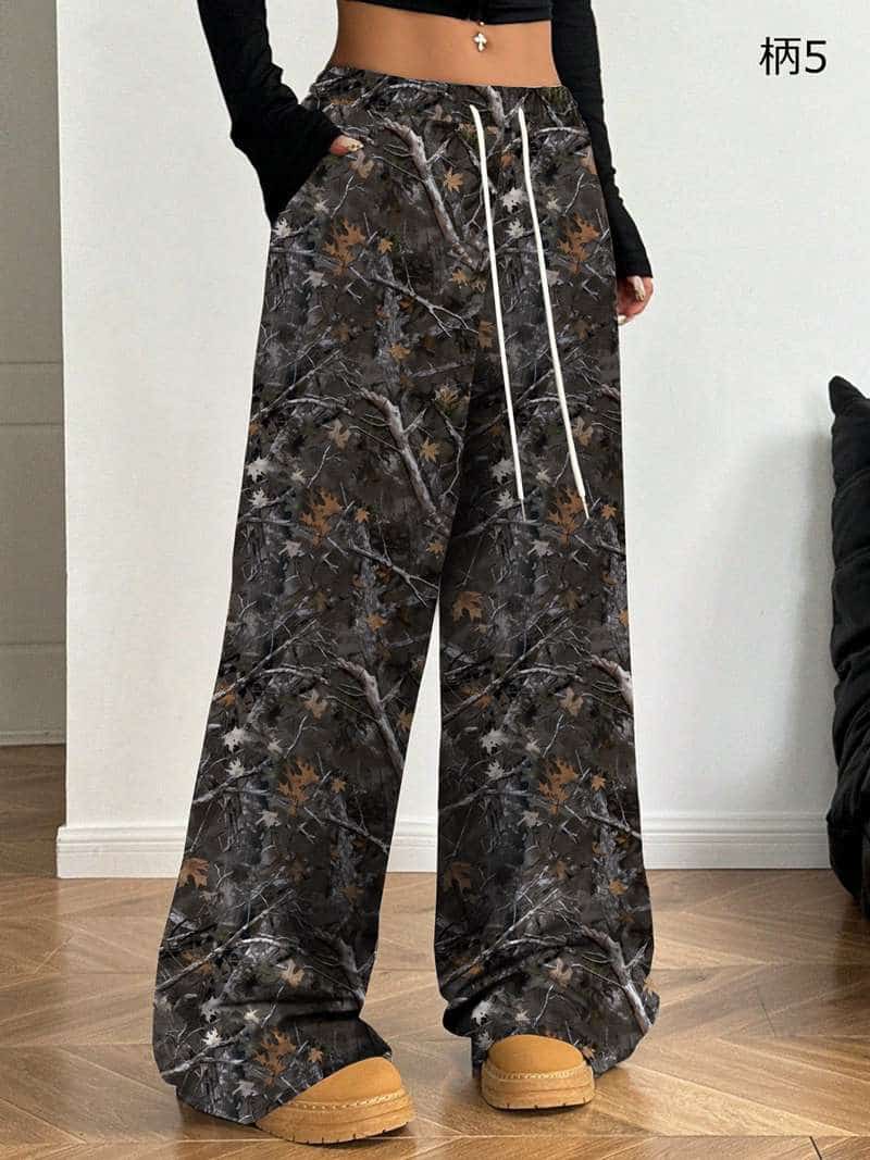 ボタニカル柄 ワイドパンツ レディース ボトムス 秋 冬 春 楽ちん パンツ ゆったり 柄物 総柄 イージーパンツ ウエストゴム |  | 05