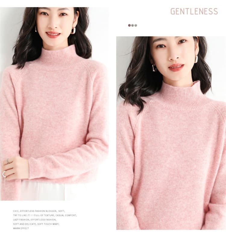 ウール混 ニットセーター レディース ハイネック ニット セーター ゆったり 体型カバー ショート丈 リブ二ット 無地 長袖 |  | 13