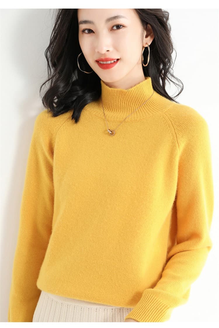 ウール混 ニットセーター レディース ハイネック ニット セーター ゆったり 体型カバー ショート丈 リブ二ット 無地 長袖 |  | 14