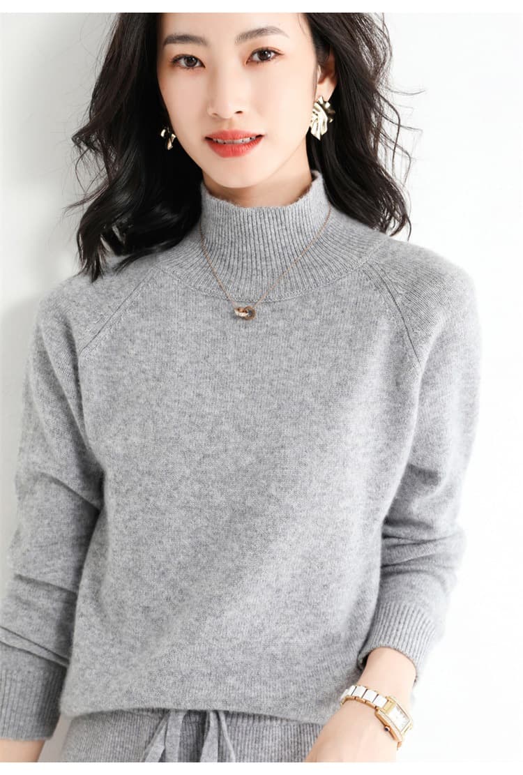 ウール混 ニットセーター レディース ハイネック ニット セーター ゆったり 体型カバー ショート丈 リブ二ット 無地 長袖 |  | 16