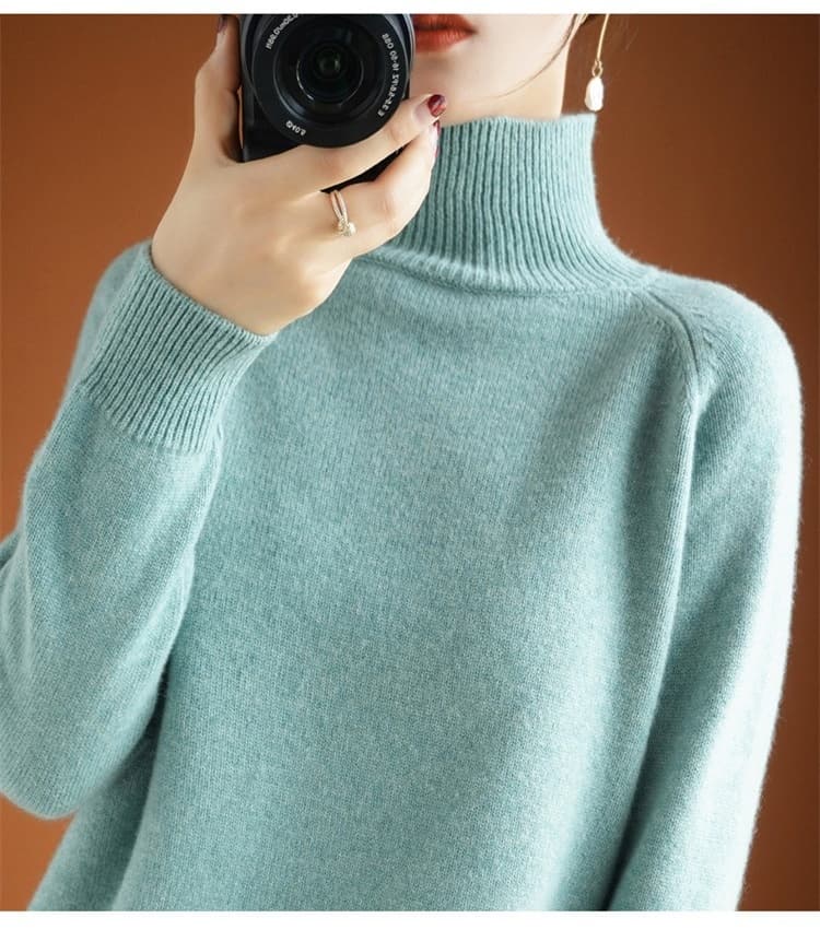 ウール混 ニットセーター レディース ハイネック ニット セーター ゆったり 体型カバー ショート丈 リブ二ット 無地 長袖 |  | 18