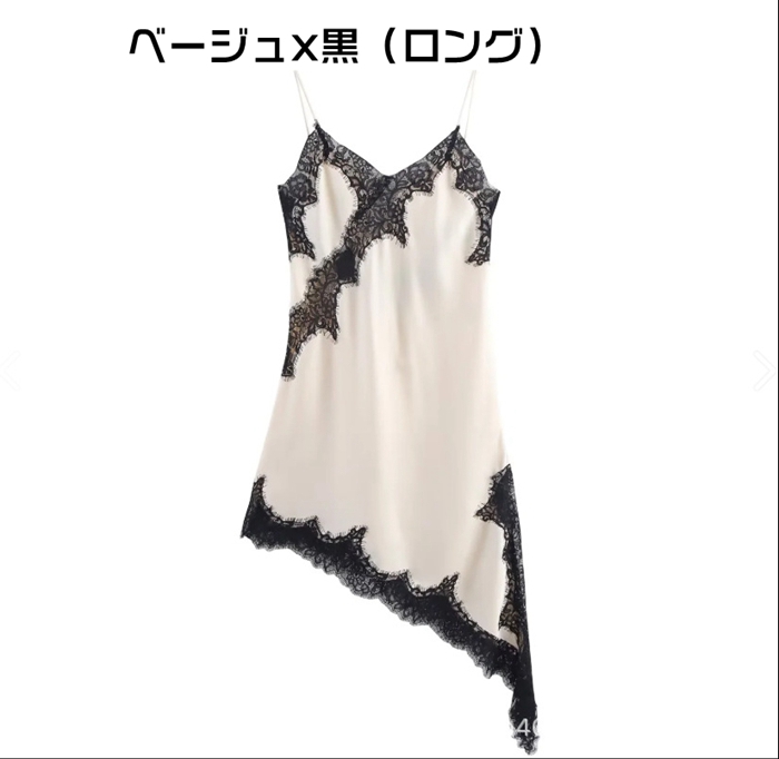 レース サテン レースキャミソール レディース アシンメトリー ベスト トップス サテンレース サテンキャミ キャミソール |  | 01