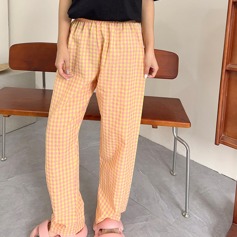ルームパンツ レディース 2type選択可 ルームウェア チェック柄 ボトムス ロング パンツ ウエストゴム ゆったり 部屋着 パジャマ 可愛い おしゃれ 夏 薄手 |  | 02
