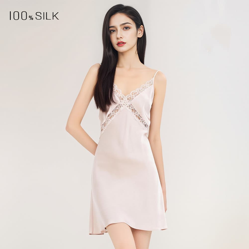 キャミソールワンピース シルク スリップ 100%シルク ルームワンピース 女性用 レディース シルク100% パジャマ |  | 01