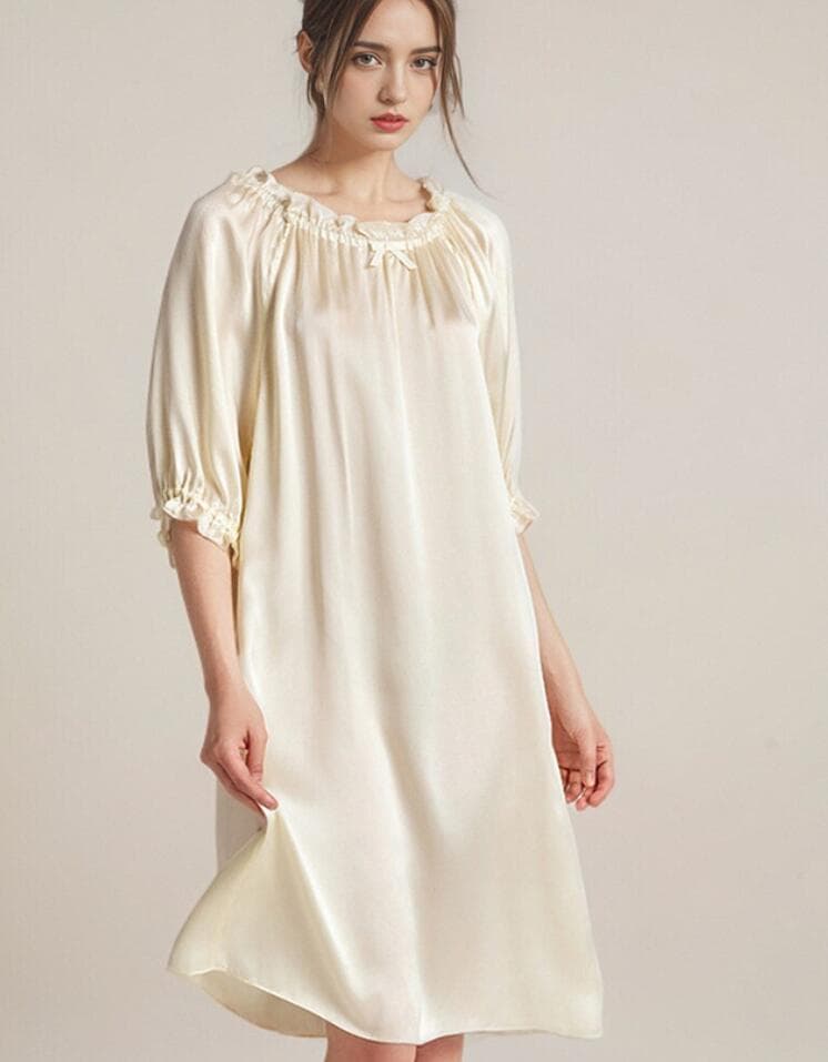 ネグリジェ シルク 100% ルームワンピース 6A天然シルク 16匁 半袖 パフスリーブ 女性用 レディース シルク100% |  | 12