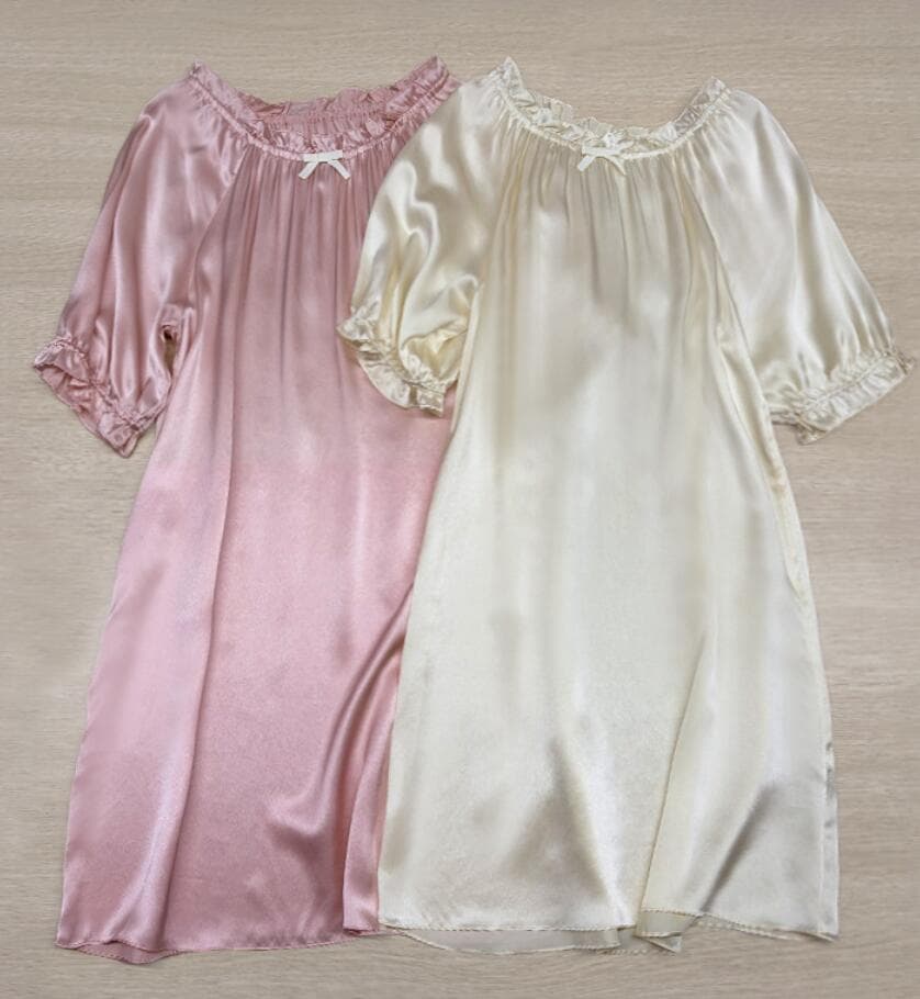 ネグリジェ シルク 100% ルームワンピース 6A天然シルク 16匁 半袖 パフスリーブ 女性用 レディース シルク100% |  | 13