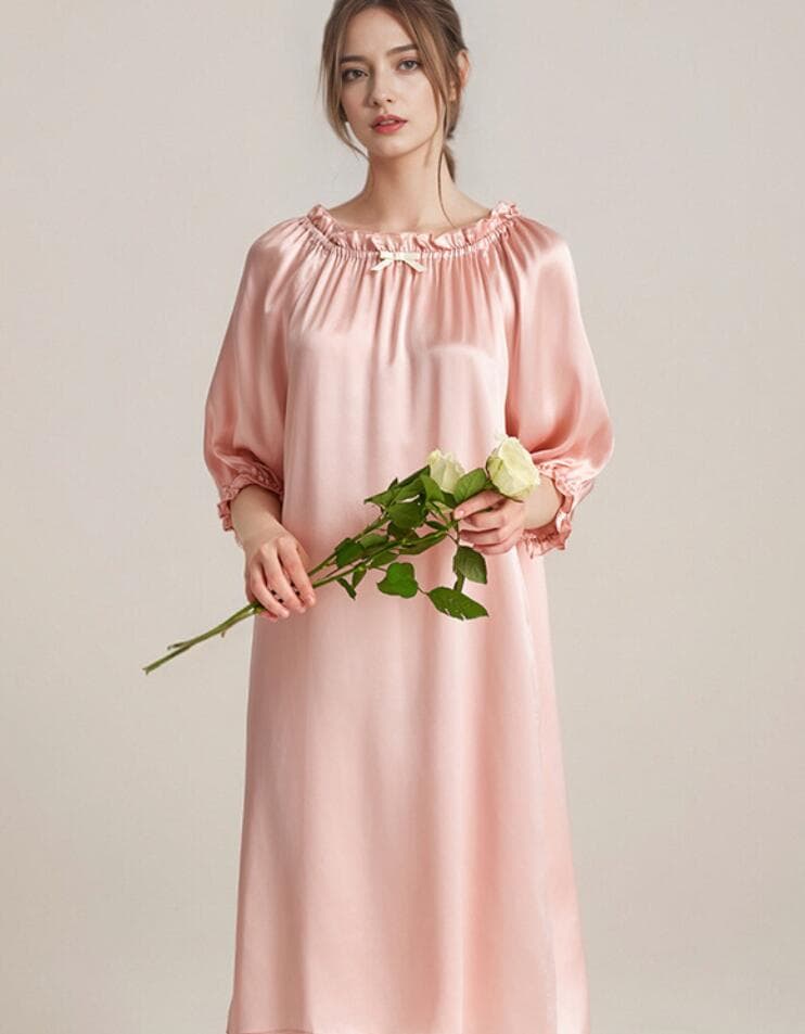 ネグリジェ シルク 100% ルームワンピース 6A天然シルク 16匁 半袖 パフスリーブ 女性用 レディース シルク100% |  | 09