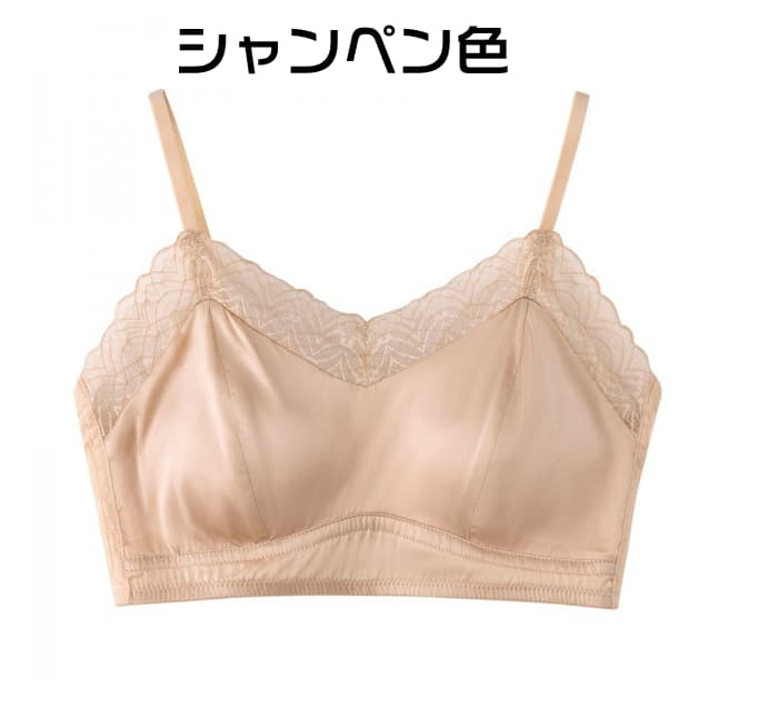 ブラジャー シルク100% シルクサテン ノンワイヤー シルクブラ レディース 4段3列ホック 絹 アンダーウェア 下着 |  | 03
