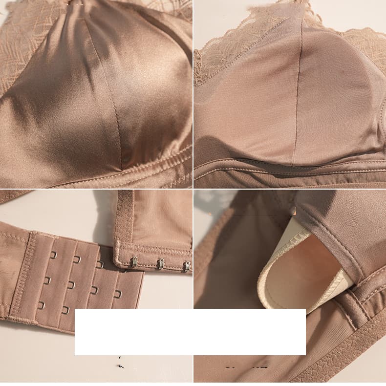 ブラジャー シルク100% シルクサテン ノンワイヤー シルクブラ レディース 4段3列ホック 絹 アンダーウェア 下着 |  | 09