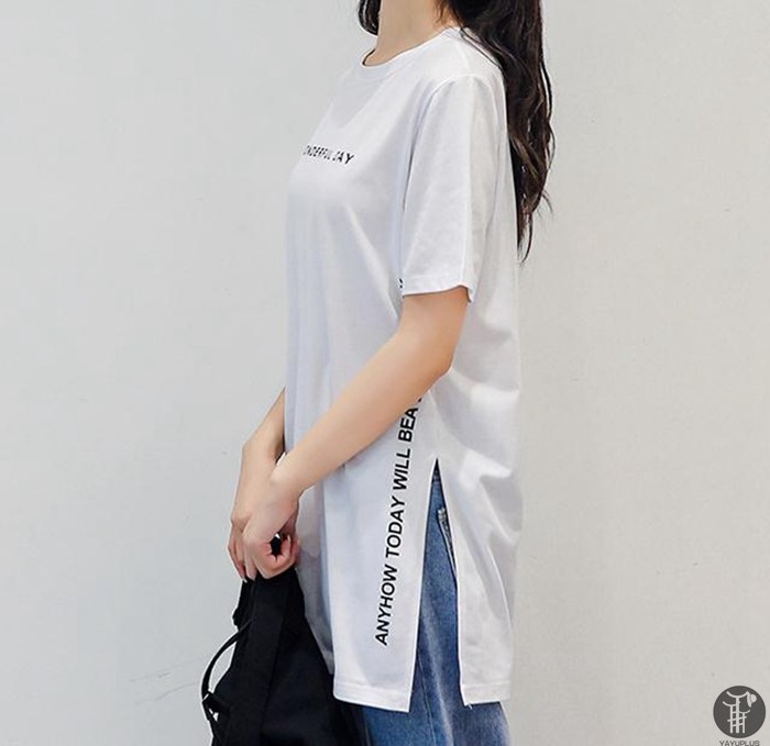 Tシャツ 半袖Tシャツ チュニック レディース スリット トップス