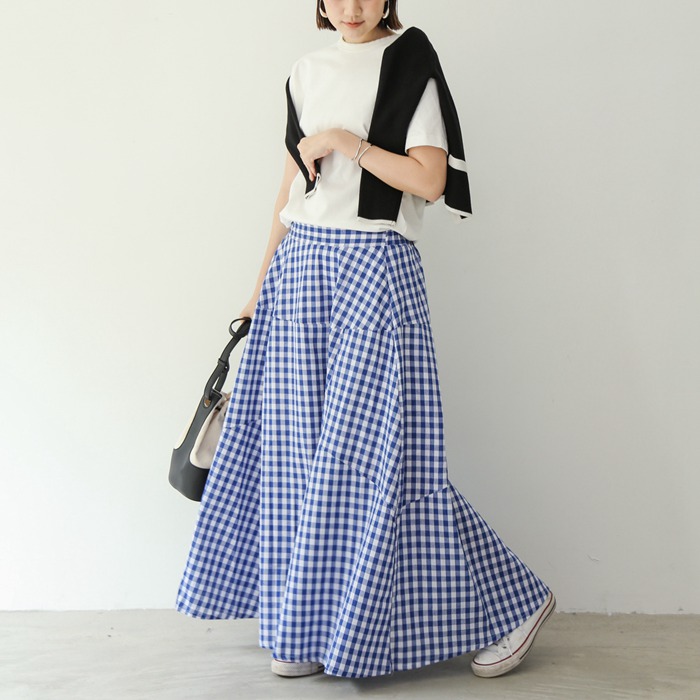 スカート レディース ロングスカート ロング丈 マキシ丈 チェック柄