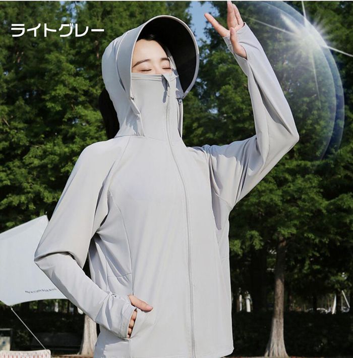 UVカット率100％ UVカットパーカー ダブルファスナー UVパーカー レディース ラッシュガード 冷感 夏 薄手 接触冷感 ラ |  | 02