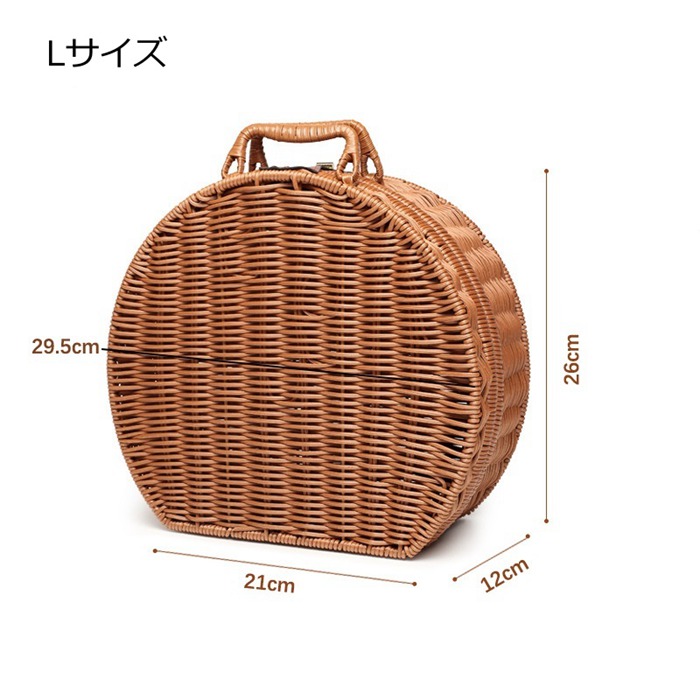 カゴバッグ 丸型 バスケット かごバスケット ピクニックバスケット 籠バッグ ピクニック バスケット 持ち手 洗える |  | 10