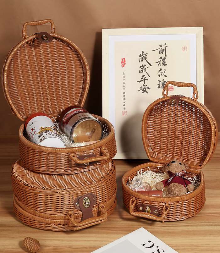 カゴバッグ 丸型 バスケット かごバスケット ピクニックバスケット 籠バッグ ピクニック バスケット 持ち手 洗える |  | 03