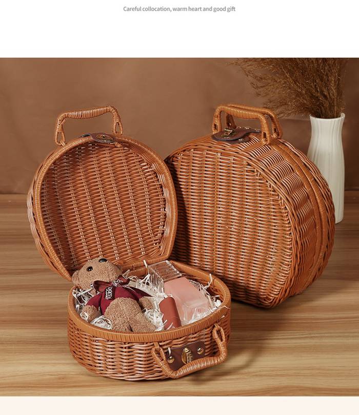 カゴバッグ 丸型 バスケット かごバスケット ピクニックバスケット 籠バッグ ピクニック バスケット 持ち手 洗える |  | 08