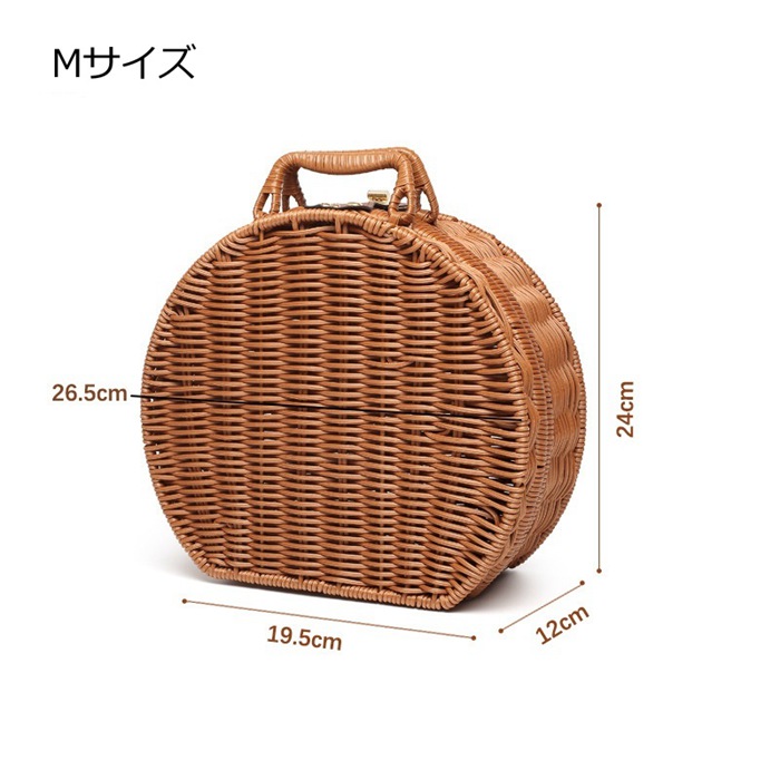 カゴバッグ 丸型 バスケット かごバスケット ピクニックバスケット 籠バッグ ピクニック バスケット 持ち手 洗える |  | 09