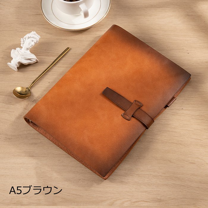 本革 システム手帳 A5 6穴 高級 リング手帳 リフィル ノート レザーカバー 手帳カバー |  | 02