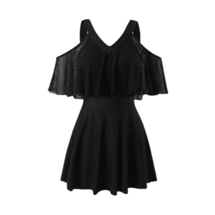 水着 レディース 体型カバー ワンピース オールインワン オフショルダー フレア 大きいサイズ 盛れる 韓国 軽量 大人 ビー |  | 01