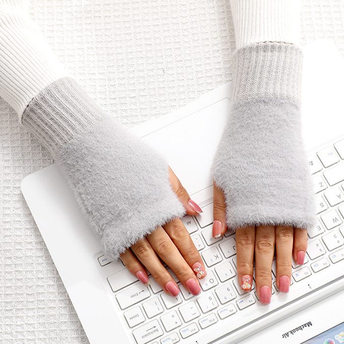 レディース 手袋 アームウォーマー ハンドウォーマー ふわふわファー グローブ 防寒手袋　アームカバー 指なし 秋 |  | 06