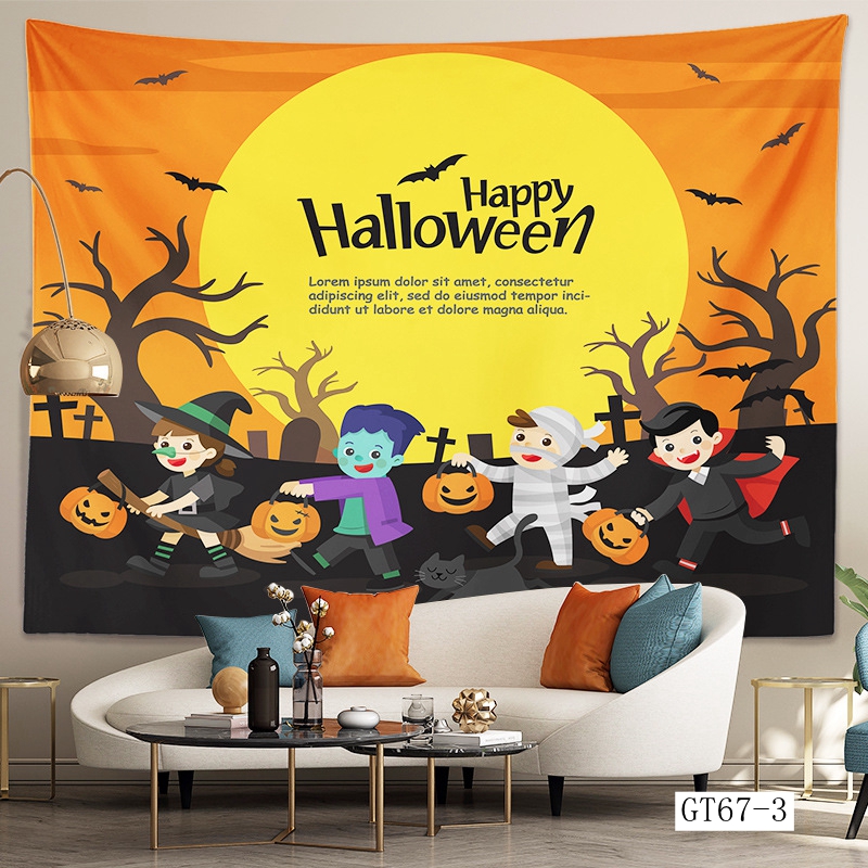 ハロウィン タペストリー 場所を取らない 大判130×150cm 壁掛け 1枚 大人気 飾り付け 装飾 パーティー 学園祭 文化祭 ハロウィンの準備はお早めに |  | 03