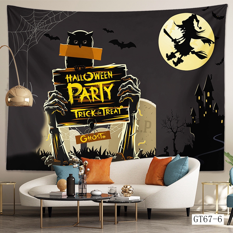 ハロウィン タペストリー 場所を取らない 大判130×150cm 壁掛け 1枚 大人気 飾り付け 装飾 パーティー 学園祭 文化祭 ハロウィンの準備はお早めに |  | 06