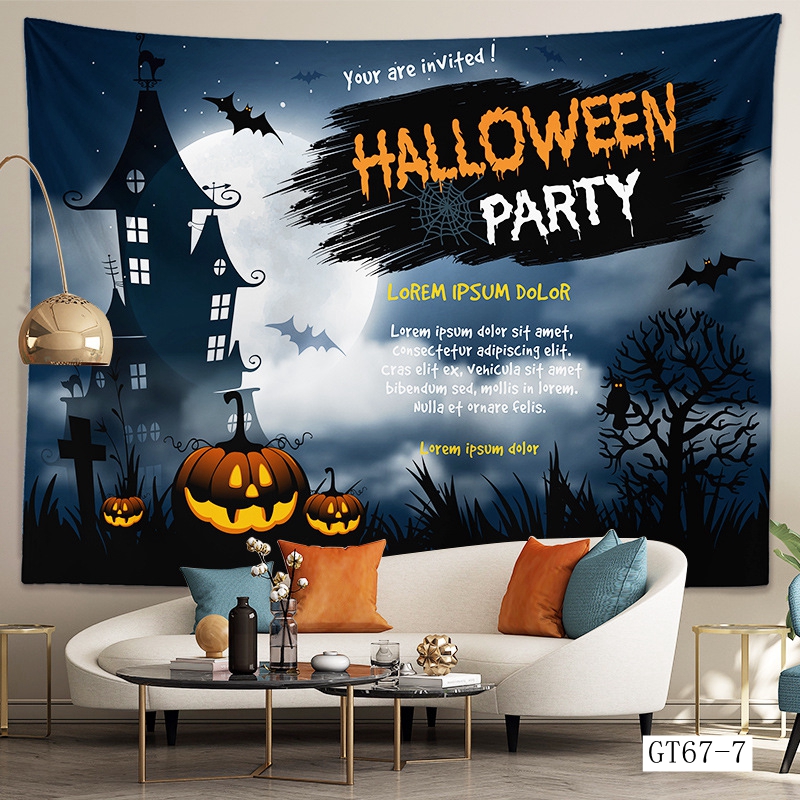 ハロウィン タペストリー 場所を取らない 大判130×150cm 壁掛け 1枚 大人気 飾り付け 装飾 パーティー 学園祭 文化祭 ハロウィンの準備はお早めに |  | 07
