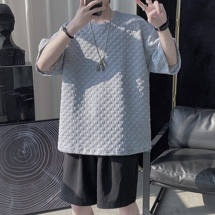 Tシャツ メンズ カットソー ワッフル生地 クルーネック 丸首 半袖Tシャツ 半袖 トップス 通学 通勤 おしゃれ カジュアル |  | 15