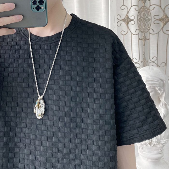 Tシャツ メンズ カットソー ワッフル生地 クルーネック 丸首 半袖Tシャツ 半袖 トップス 通学 通勤 おしゃれ カジュアル |  | 07