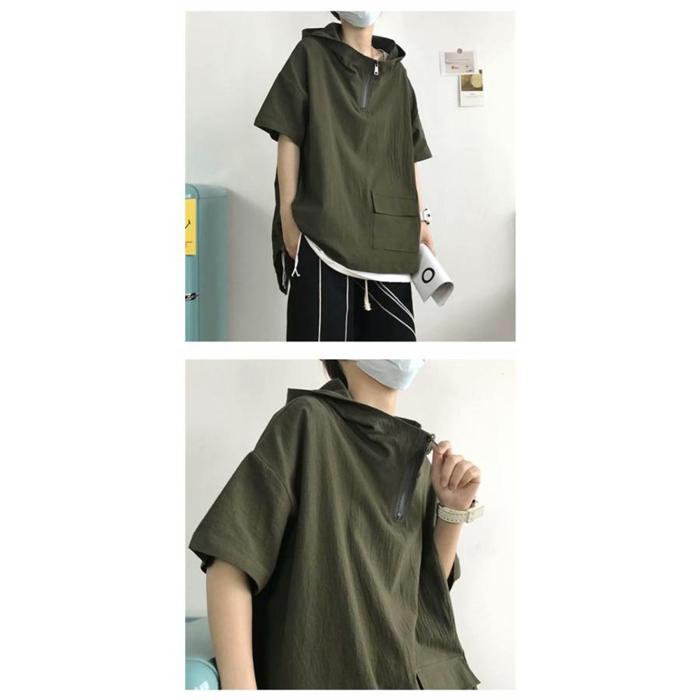 国内外の人気半袖パーカー メンズ 夏服 おしゃれ シンプル お兄系 プルオーバー カジュアル ゆったり 通勤 フード付き 通学 トップス 無地 トップス パーカー メンズ フード付き 半袖 半袖パーカー プルオーバ シンプル ゆったり カジュアル ジップ ポケット レイヤード 軽い 春夏着服 夏服