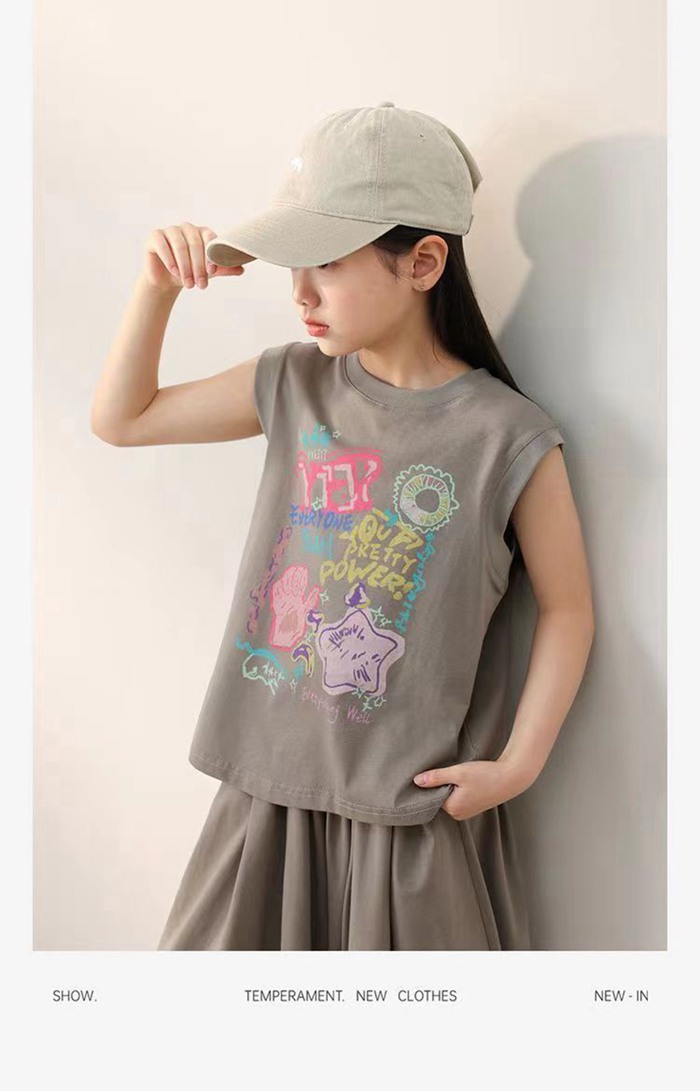 キッズ 夏 女の子 セットアップ 上下セット キッズ 可愛い  袖なし タンクトップ ワイドパンツ 涼しい 子供服 おしゃれ |  | 14