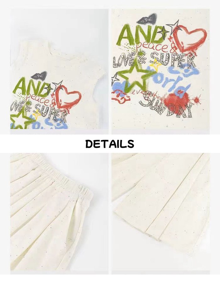 キッズ 夏 女の子 セットアップ 上下セット キッズ 可愛い  袖なし タンクトップ ワイドパンツ 涼しい 子供服 おしゃれ |  | 15