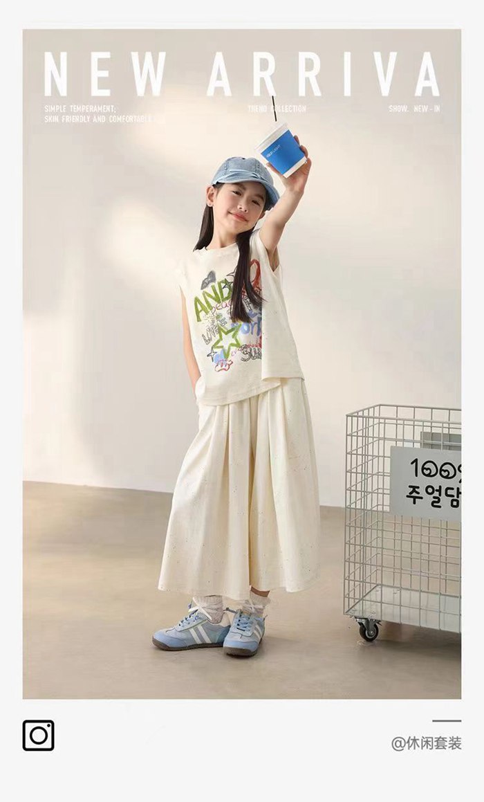 キッズ 夏 女の子 セットアップ 上下セット キッズ 可愛い  袖なし タンクトップ ワイドパンツ 涼しい 子供服 おしゃれ |  | 04