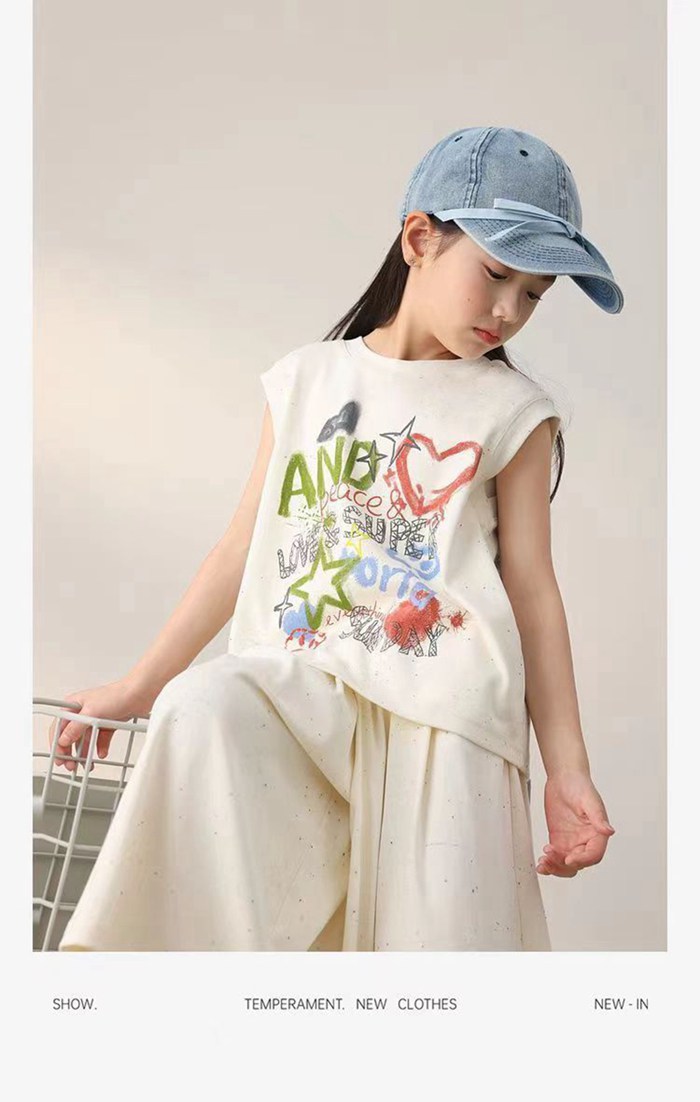 キッズ 夏 女の子 セットアップ 上下セット キッズ 可愛い  袖なし タンクトップ ワイドパンツ 涼しい 子供服 おしゃれ |  | 08