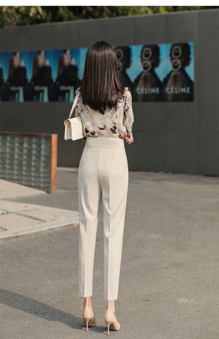 スラックス レディース テーパードパンツ 九分丈 アンクル丈 アンクルパンツ ハイウエスト センタープレス ズボン 美脚 細見え |  | 11