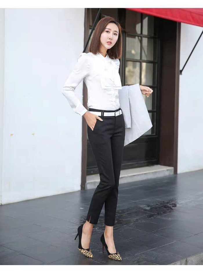 【裾スリット入り】スラックス レディース 九分丈 アンクルパンツ テーパードパンツ 小脚パンツ 美脚 細見え 着痩せ ハイウエ |  | 05