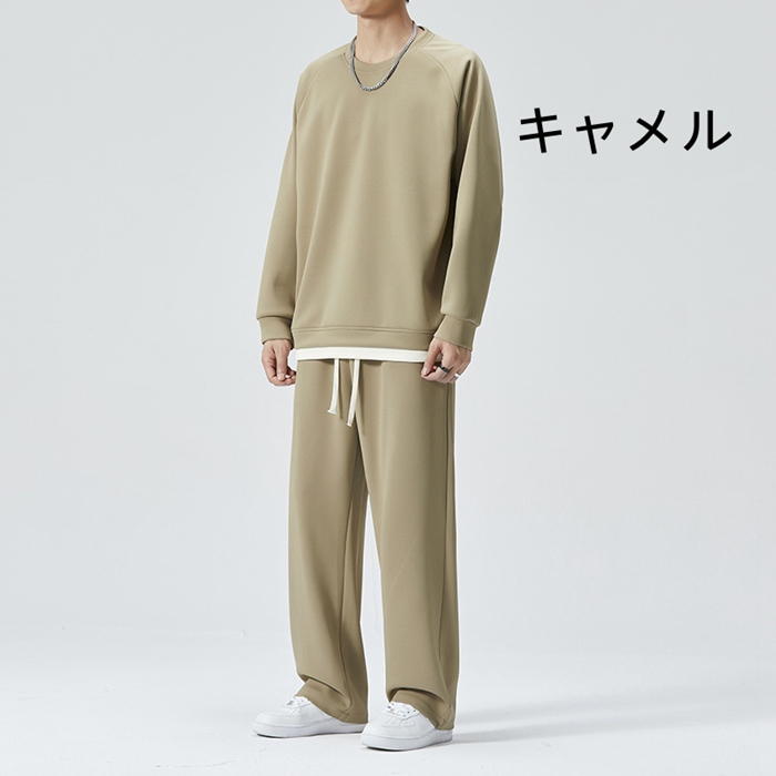 上下セット ジャージ スウェット メンズ ルームウェア 長袖 長ズボン パジャマ 寝間着 部屋着 セットアップ 重ね着風 |  | 02