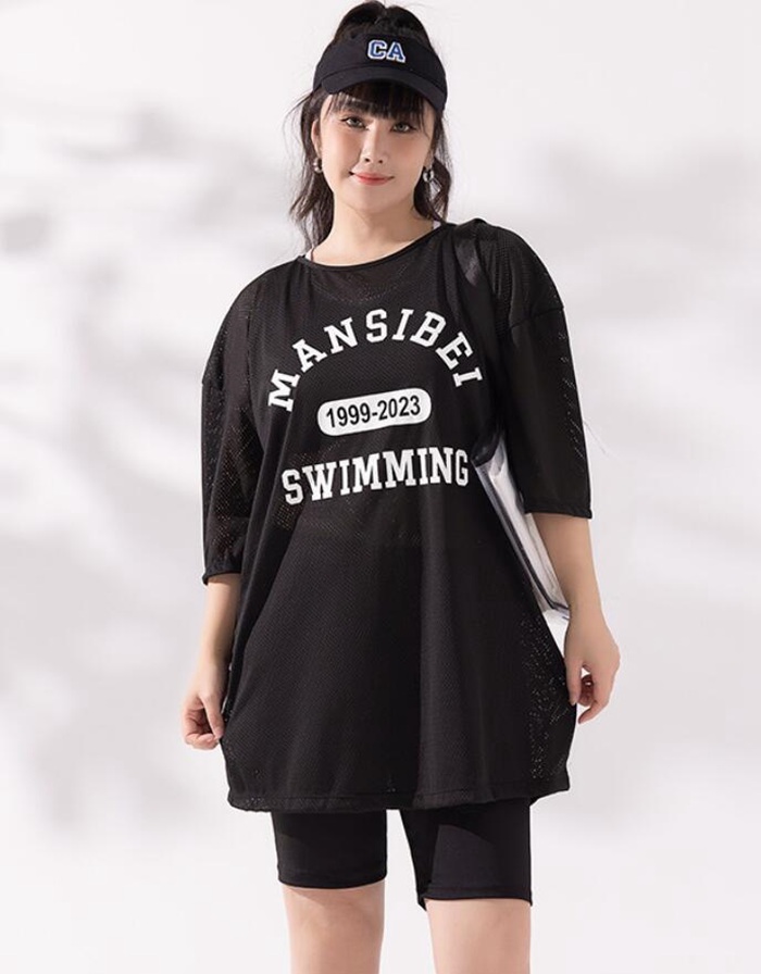 水着 大きいサイズ ぽっちゃりさん水着 レディース 体型カバー 3点セット 大きいサイズ シアートップス メッシュ セパレート |  | 06