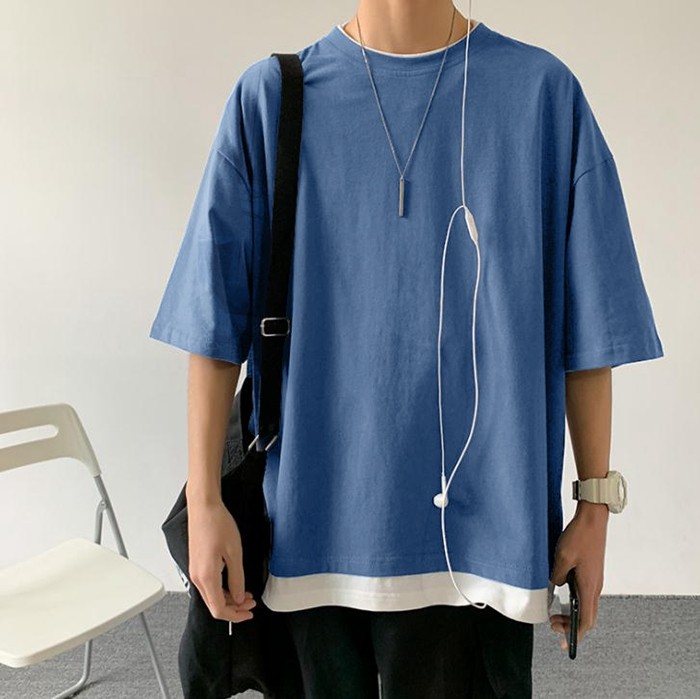 Tシャツ メンズ 重ね着風 半袖Tシャツ トップス クルーネック 半袖 ティーシャツ カジュアル おしゃれ ファッション 夏 代引不可 |  | 04