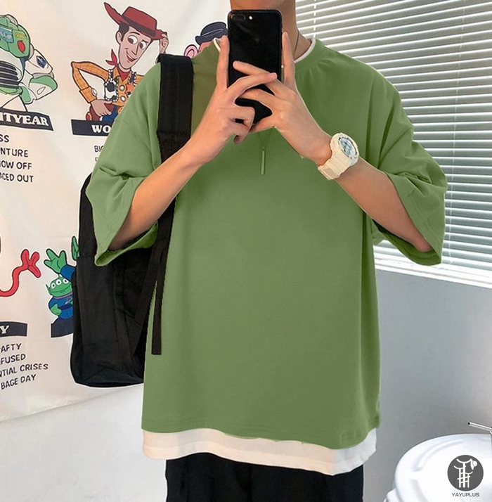 Tシャツ メンズ 重ね着風 半袖Tシャツ トップス クルーネック 半袖 ティーシャツ カジュアル おしゃれ ファッション 夏 代引不可 |  | 06