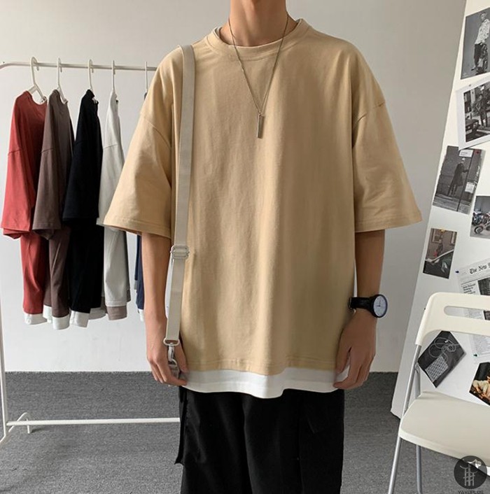 Tシャツ メンズ 重ね着風 半袖Tシャツ トップス クルーネック 半袖 ティーシャツ カジュアル おしゃれ ファッション 夏 代引不可 |  | 05