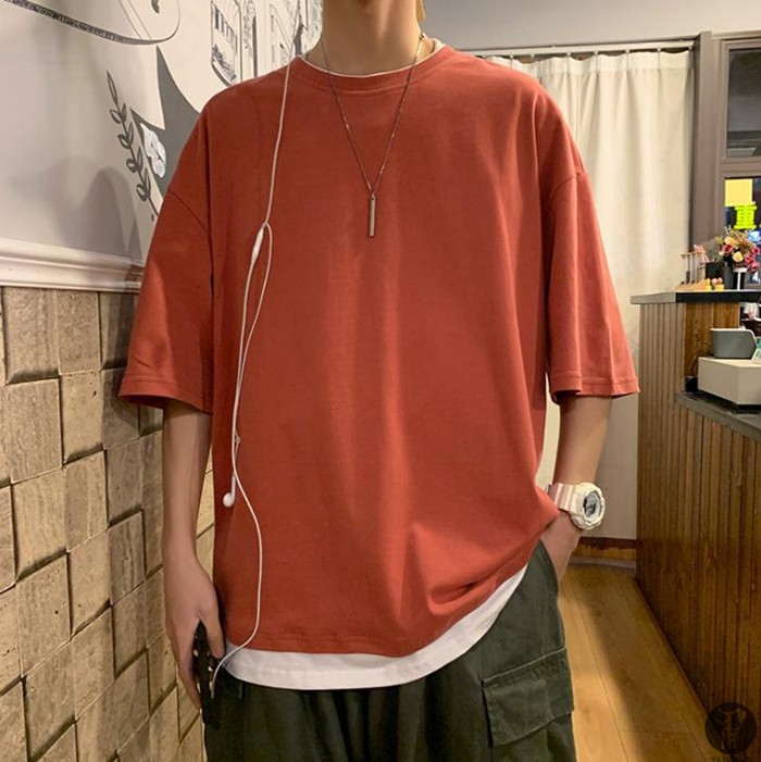 Tシャツ メンズ 重ね着風 半袖Tシャツ トップス クルーネック 半袖 ティーシャツ カジュアル おしゃれ ファッション 夏 代引不可 |  | 02